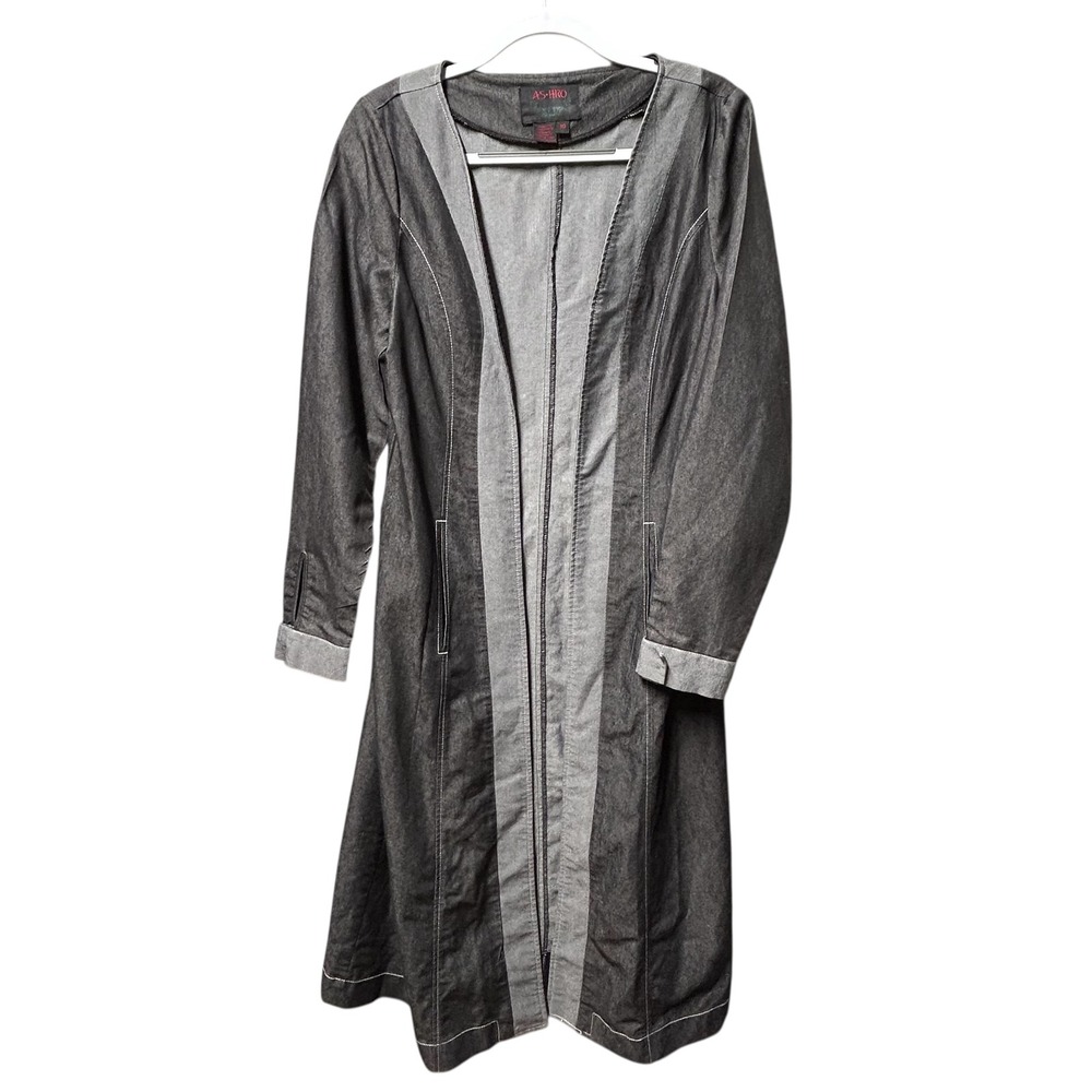 Women’s Long Open-Front Jean Duster Coat - Gray